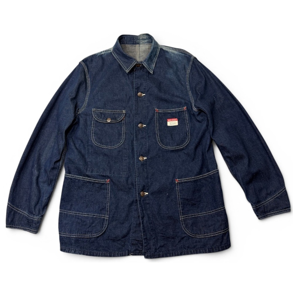 Vintage 1950s Big Mac Penney's Denim Chore Coat Sanforized 44 L Dark Indigo Blue